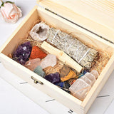 1Set Natural Crystals Gift Box Rock Mineral Reiki Irregularity Raw Seven Chakras Souvenir Collection Ornament Crafts Gifts - Avsso