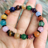 Crystal Healing~1pcs Natural Rainbow Agates Beaded Bracelet Colorful Crystal  Strand Candy Bracelets for Women Fashion As Gift 8-12mm