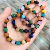 Crystal Healing~1pcs Natural Rainbow Agates Beaded Bracelet Colorful Crystal  Strand Candy Bracelets for Women Fashion As Gift 8-12mm