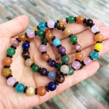 Crystal Healing~1pcs Natural Rainbow Agates Beaded Bracelet Colorful Crystal  Strand Candy Bracelets for Women Fashion As Gift 8-12mm