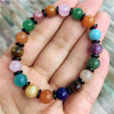 Crystal Healing~1pcs Natural Rainbow Agates Beaded Bracelet Colorful Crystal  Strand Candy Bracelets for Women Fashion As Gift 8-12mm