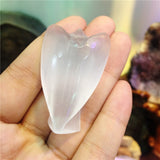 Crystal Healing~1pcs rock selenite cute angel crystal Himalayan white stone cream gem crystal reiki healing