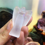 Crystal Healing~1pcs rock selenite cute angel crystal Himalayan white stone cream gem crystal reiki healing