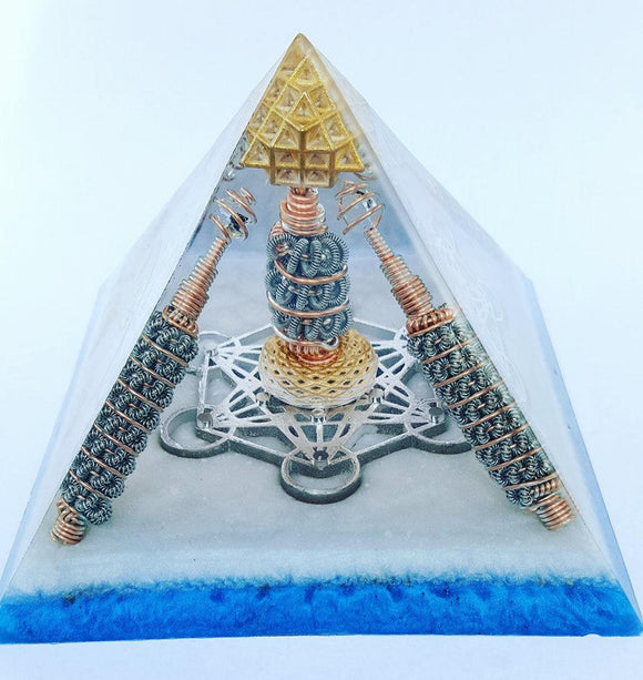 Orgone® Pyramid - Metatron Light Body Accelerator Orgonite accelerating the light body(Gold/Steel/Copper)