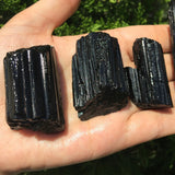 Crystal Healing~3pcs Natural Black Tourmaline Crystal Gemstone Collectibles Rough Rock Mineral Specimen Healing Stone Home Decor