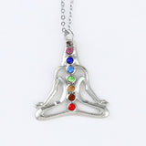 DIY Reiki 7 Crystal Beads Chakra Pendant Yoga Meditation & Angel Shape Quartz Crystal Necklace Healing Point Pendant