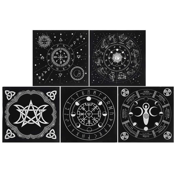 Altar Cloth~5 Types 49x49cm Tarot Tablecloth Triple Moon Pentagram Pagan Altar Tarot Cloth Velvet Black