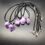 Crystal Healing~5pcs Natural Stone Raw Ore amethyst Jewelry Irregular Pendant Women  Necklace Jewelry Making Holiday gifts