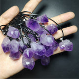 Crystal Healing~5pcs Natural Stone Raw Ore amethyst Jewelry Irregular Pendant Women  Necklace Jewelry Making Holiday gifts