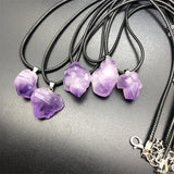 Crystal Healing~5pcs Natural Stone Raw Ore amethyst Jewelry Irregular Pendant Women  Necklace Jewelry Making Holiday gifts