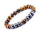 New wild men's 8mm  tiger's eye obsidian hematite elastic bracelet