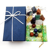 7 Chakras Natural Crystal Mini Spheres and Rough stones Chakela Giftbox Healing Energy Gemstones meditation Ornaments