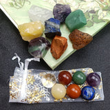 7 Chakras Natural Crystal Mini Spheres and Rough stones Chakela Giftbox Healing Energy Gemstones meditation Ornaments