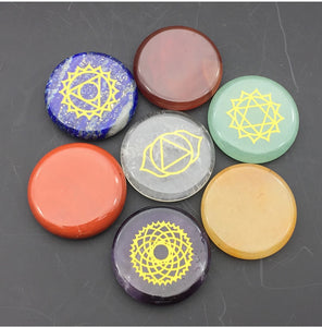 7 Chakras Reiki Healing Round Rune stones Natural Crystal Energy Divination Agate Amethyst Fortune-telling Runes Gift Decor