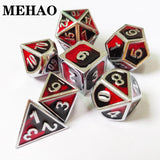 Gem Dice~7 pieces zinc alloy dice set board game metal dice set role-playing game DND- black and red