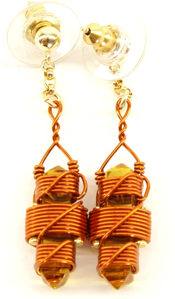 Buddha Maitreya the Christ Etheric Weaver® Earrings in Copper Wire - Quartz Crystal Vibrational Healing Tools