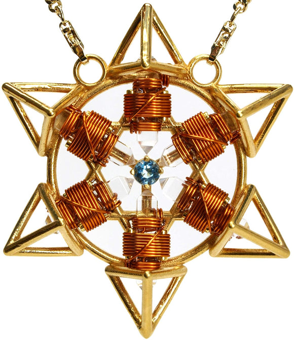 Buddha Maitreya~Crystal Healing Tool - Shambhala Tetra Star with Copper Wire
