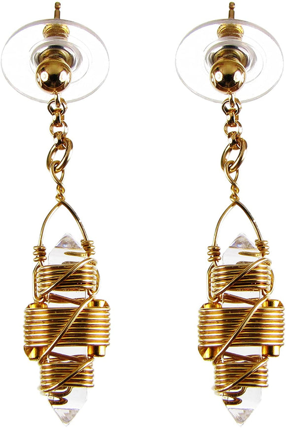 Buddha Maitreya the Christ Etheric Weaver® Earrings in 12k Gold-Fill Wire - Quartz Crystal Vibrational Healing Tools