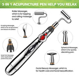 5 in 1 Electronic Acupuncture Pen with 5 Pain Relief Therapy Massage Head, Meridian Energy Massage Pen Tools