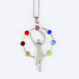 DIY Reiki 7 Crystal Beads Chakra Pendant Yoga Meditation & Angel Shape Quartz Crystal Necklace Healing Point Pendant