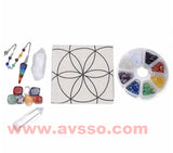 Chakra Crystal Healing Grids Kit Grids Altar Cloth 7 Chakra Tumbled Stones Pendant Clear Quart Reiki Healing Gemstone