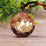 Orgonite® Pendant -Amethystine Orgone Pendant Lotus Energy Orgonite  Necklace Pink Crystal Healing Resin Jewelry