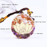 Orgonite® Pendant -Amethystine Orgone Pendant Lotus Energy Orgonite  Necklace Pink Crystal Healing Resin Jewelry