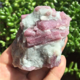 Crystal Healing~Beautiful 1Pcs Natural Pink Tourmaline Crystal Mineral Association Rough Stone Specimen Crystal Rock Stones Rare Original