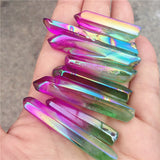 Crystal Healing~Beautiful Electroplate Stone Natural Crystal Energy Column Color Plated Stone multicolor Mineral Crystals