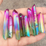 Crystal Healing~Beautiful Electroplate Stone Natural Crystal Energy Column Color Plated Stone multicolor Mineral Crystals