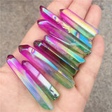 Crystal Healing~Beautiful Electroplate Stone Natural Crystal Energy Column Color Plated Stone multicolor Mineral Crystals