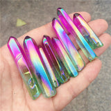 Crystal Healing~Beautiful Electroplate Stone Natural Crystal Energy Column Color Plated Stone multicolor Mineral Crystals