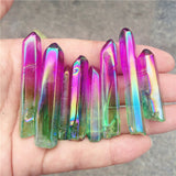 Crystal Healing~Beautiful Electroplate Stone Natural Crystal Energy Column Color Plated Stone multicolor Mineral Crystals