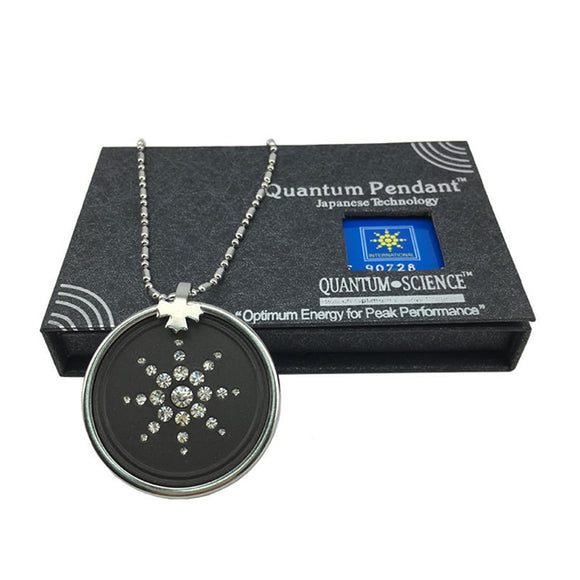 Quantum Pendant~Bio Quantum Scalar Pendant Energy Science Negative Necklace with Stainless Steel Energy Circle & White CZ Crystal Charms