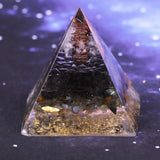 REIKI PYRAMID~Black Orgonite Pyramid Muladhara Chakra Obsidian Natural Crystal Labradorite Repel Evil Spirits Pyramid Decoration