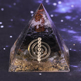 REIKI PYRAMID~Black Orgonite Pyramid Muladhara Chakra Obsidian Natural Crystal Labradorite Repel Evil Spirits Pyramid Decoration