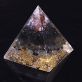 REIKI PYRAMID~Black Orgonite Pyramid Muladhara Chakra Obsidian Natural Crystal Labradorite Repel Evil Spirits Pyramid Decoration