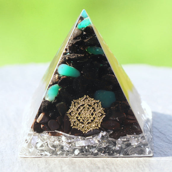 Reiki Pyramid~Black Tourmaline Orgonite Pyramid Hematite Crystal Chakra Meditation Reiki Healing Metaphysical Energy Generator