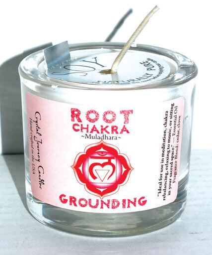 Root chakra soy votive candle