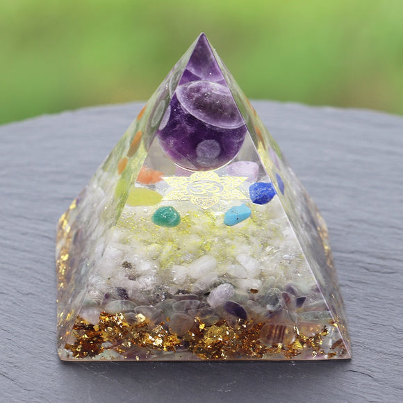 Reiki Pyramid~Chakra Orgonite Pyramid Natural Stone Reiki Healing Energy Tree Of Life Orgonite Resin Decorative