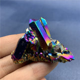 Crystal Healing~Crystal Cluster Reiki Natural Quartz Electroplating Rainbows Aura Titanium  Gifts Desktop Ornament Mineral Specimen stone  1pc