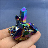 Crystal Healing~Crystal Cluster Reiki Natural Quartz Electroplating Rainbows Aura Titanium  Gifts Desktop Ornament Mineral Specimen stone  1pc