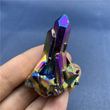 Crystal Healing~Crystal Cluster Reiki Natural Quartz Electroplating Rainbows Aura Titanium  Gifts Desktop Ornament Mineral Specimen stone  1pc