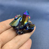 Crystal Healing~Crystal Cluster Reiki Natural Quartz Electroplating Rainbows Aura Titanium  Gifts Desktop Ornament Mineral Specimen stone  1pc