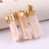 Crystal Healing~Crystals Stones orange Wrapped Raw Selenite Stick Wand Stone Fashion Pendant Couple Decoration DIY Gift