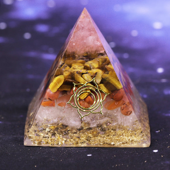 Reiki Pyramid~Elite Orgone Pyramid Tiger Eye Crystal For Orgone Energy Generator Chakra Healing/Emf Protection And Meditation Yoga- Made For U