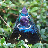 Orgone Pyramid~Fantastic Magic Orgonite Pyramid 60MM Amethyst Crystal Sphere With Obsidian Orgone Reiki Energy Healing Crystal Pyramid Chakra