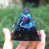 Orgone Pyramid~Fantastic Magic Orgonite Pyramid 60MM Amethyst Crystal Sphere With Obsidian Orgone Reiki Energy Healing Crystal Pyramid Chakra