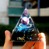 Orgone Pyramid~Fantastic Magic Orgonite Pyramid 60MM Amethyst Crystal Sphere With Obsidian Orgone Reiki Energy Healing Crystal Pyramid Chakra