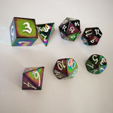 Gem Dice~Fantasy rainbow solid metal dice set 7, heavy rainbow metal polyhedron d&d role playing game dice